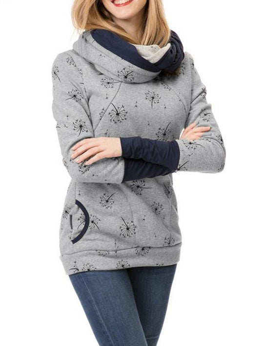 fotobeyou Nursing Sweatshirt Dandelion Pockets turtleneck Pregnant Maternity Top