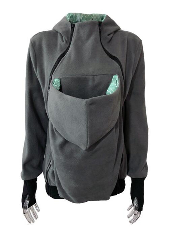 fotobeyou Polka Dot Multifunction Breast-feeding Kangaroo Casual Pregnant Maternity Hooded Sweatshirt