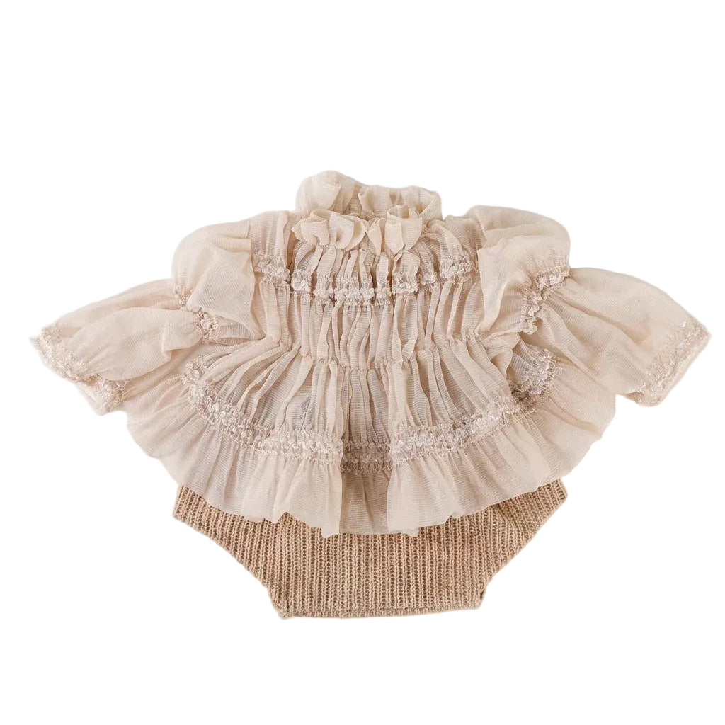 Beige Pleated Chiffon Newborn Photography Set