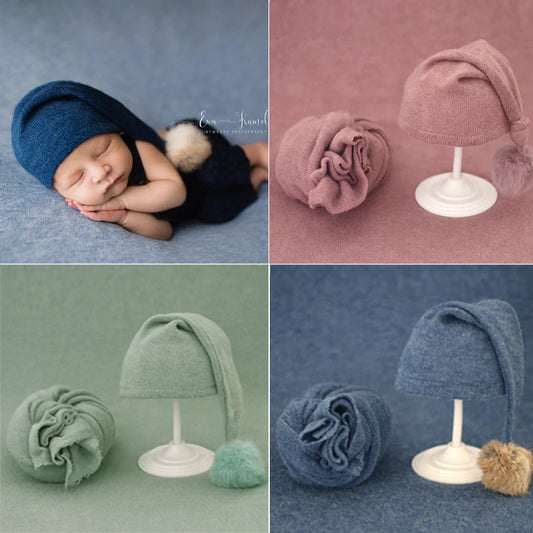 2pcs Wrap Hat Sets Newbornn Boys Girls Swaddle Blanket