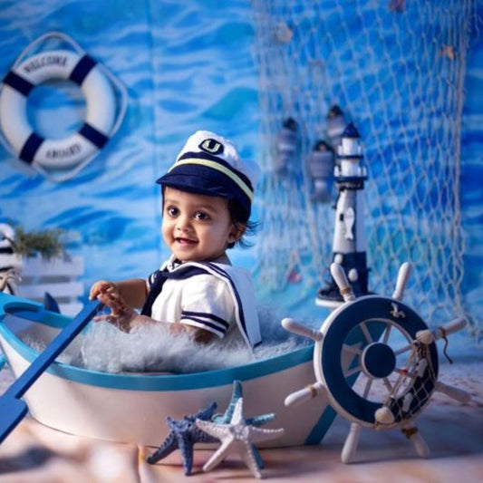 Newborn Studio Photography Prop | Baby Captain's Wheel | Miniature Wooden Decorative