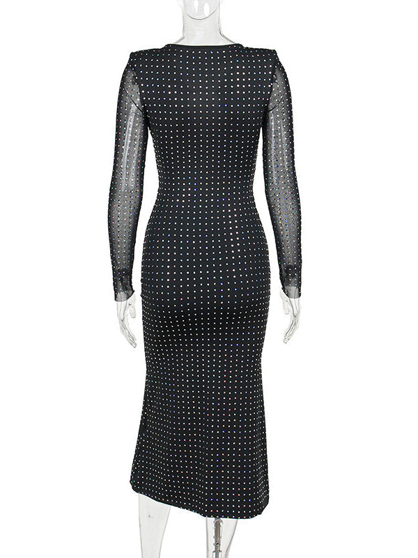 fotobeyou Black Sparkly Cut Out Tie Sheer Bodycon Elegant Photoshoot Baby Shower Maternity Maxi Dress