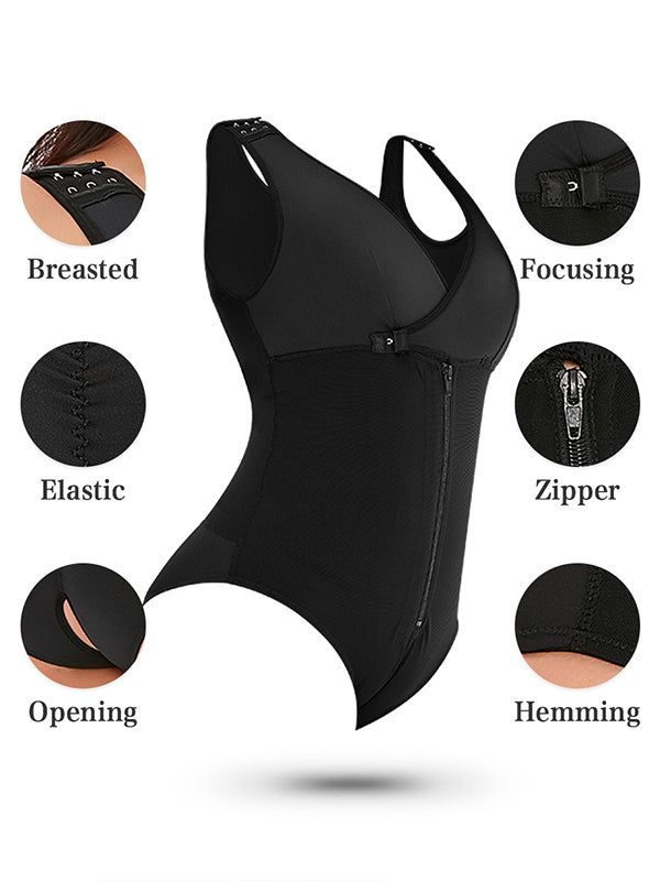 fotobeyou Plus Size Zipper Adjustable Shoulder Strap Tummy Control Breastfeeding Maternity Bodysuit Postpartum Nursing Shaper