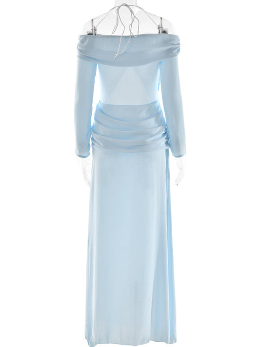 Chiffon Off Shoulder Crop Ruched Chic Maternity Maxi Dress