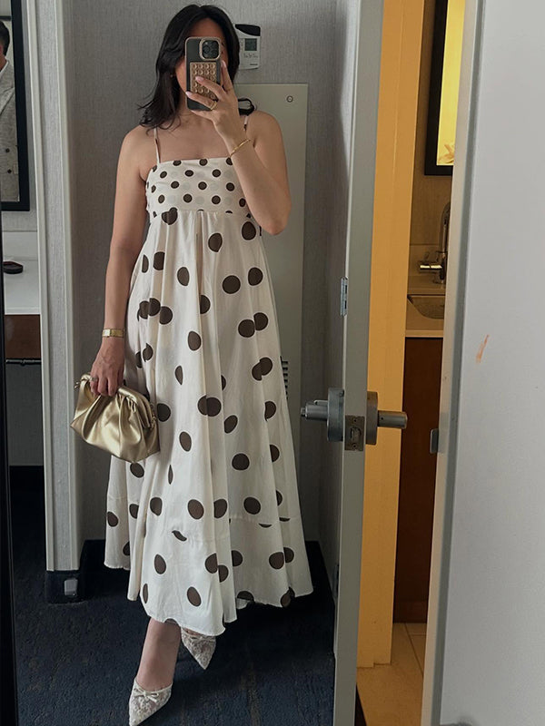 Polka Dot Cami Big Swing Maternity Baby Moon Maxi Dress