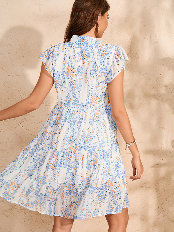fotobeyou Flowers Falbal Peplum Comfy A-Line Maternity Mini Dresses
