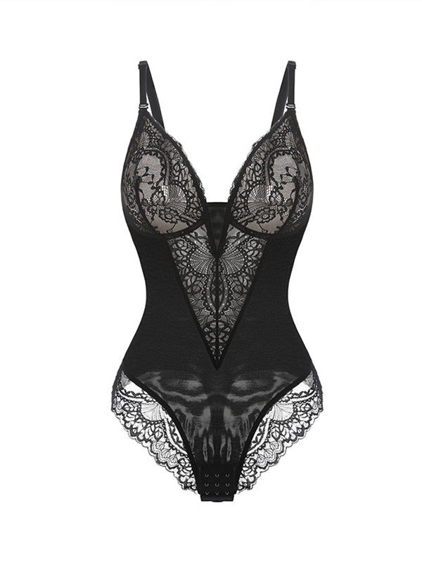 fotobeyou Lace Deep V-neck Cami Breastfeeding Shaper Elegant Maternity Bodysuit
