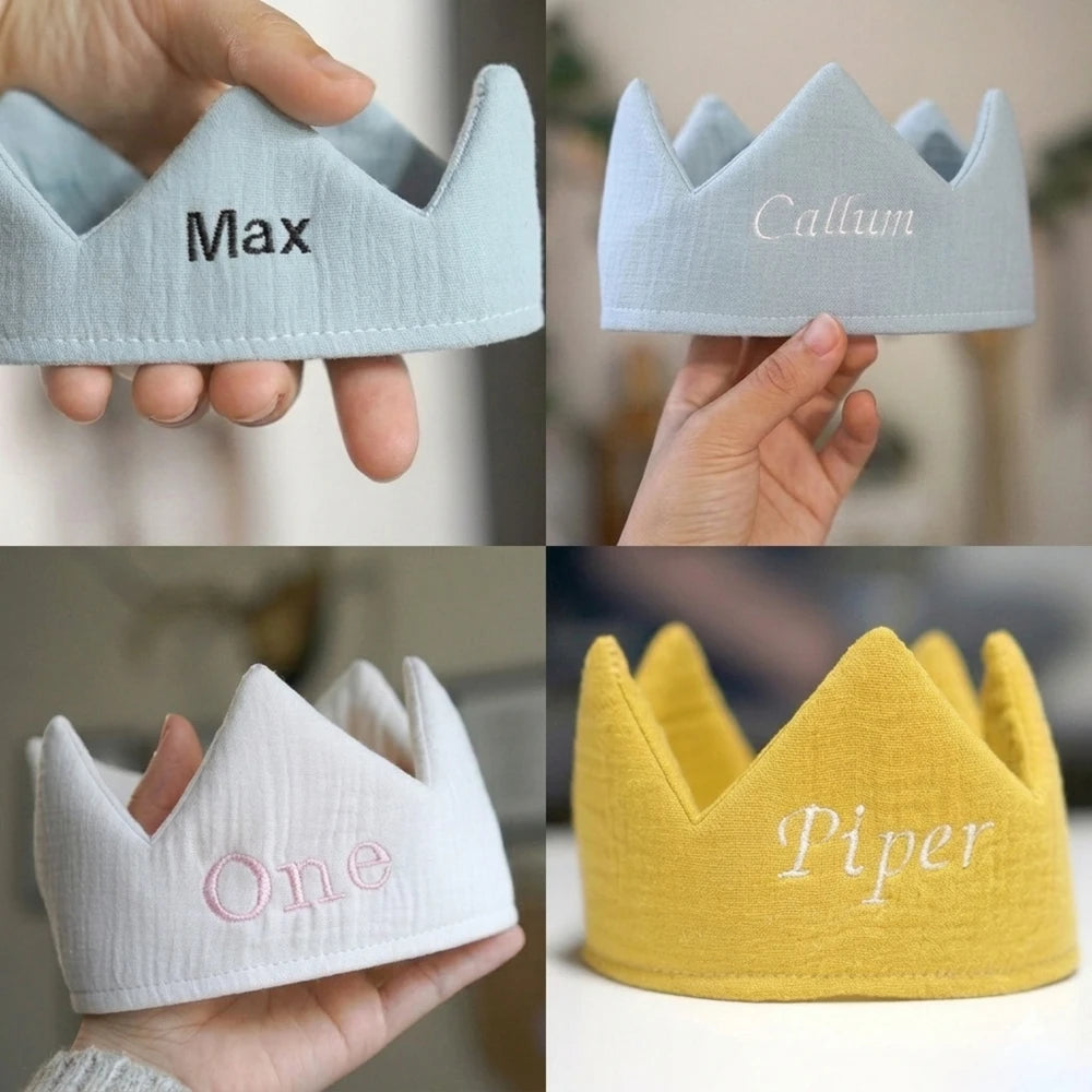 Custom Name Embroidery Baby Crown 1st Birthday Party Hat