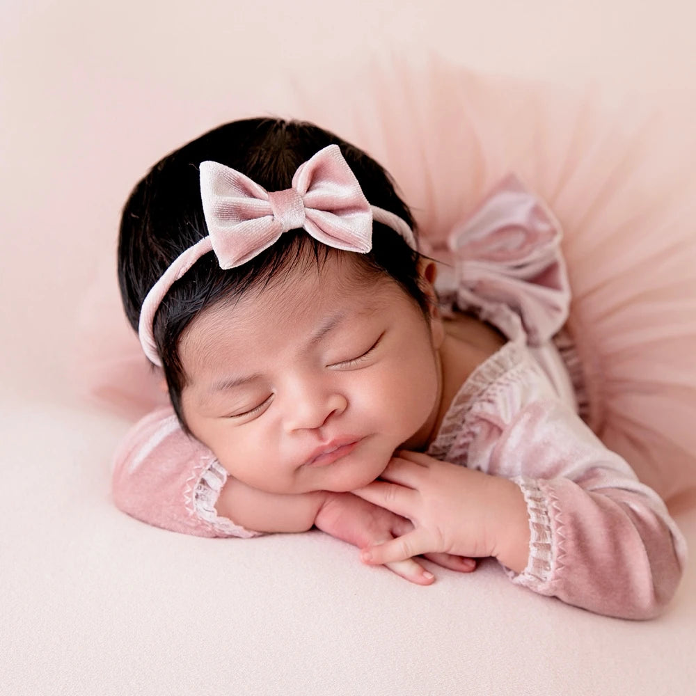 Velvet Romper Pink Tutu Dress Studio Baby Girl Fotografia Clothing