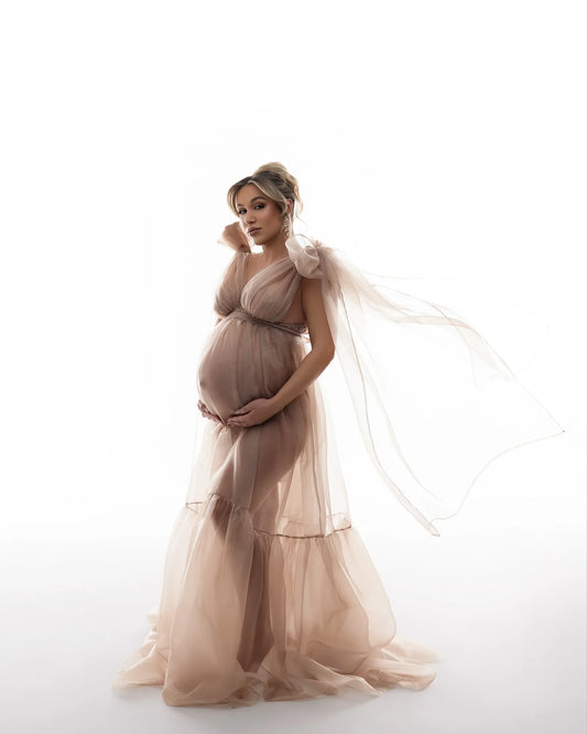 Sexy Transparent Dress For Photo Shoot Pregnant Maternity Photography Props Dress Elegant Chiffon V-neck Dress For Women