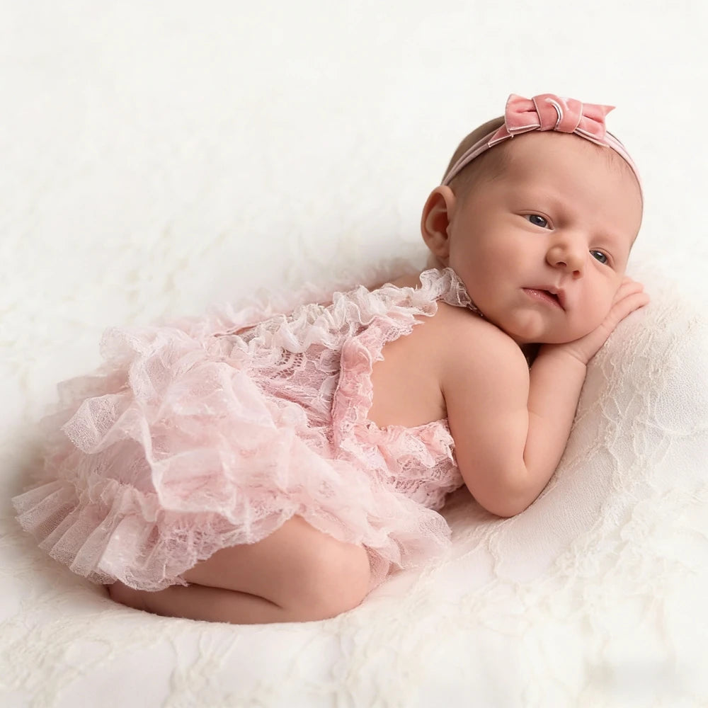 Baby Girl Pink Lace Ruffle Romper Princess