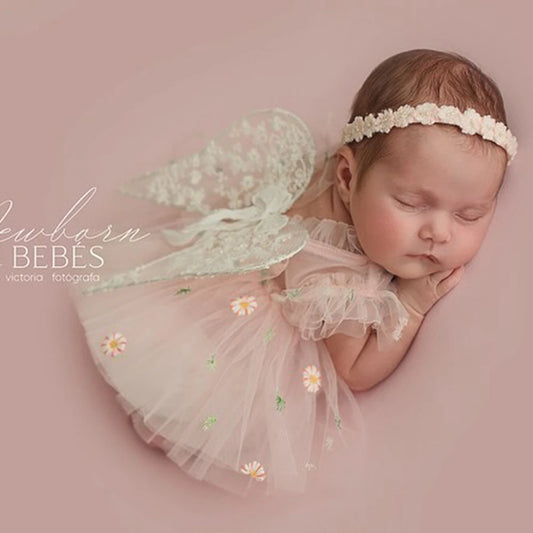 Baby Girl Tutu Ruffle Skirt Daisy Embroidery Tulle Dress Soft Newborn Set