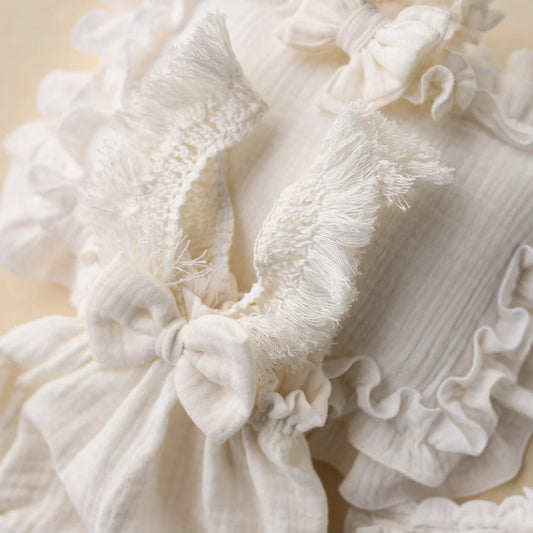 Boho Newborn Photo Ruffle Baby Lace Trim Romper Picture Session Clothing Suits