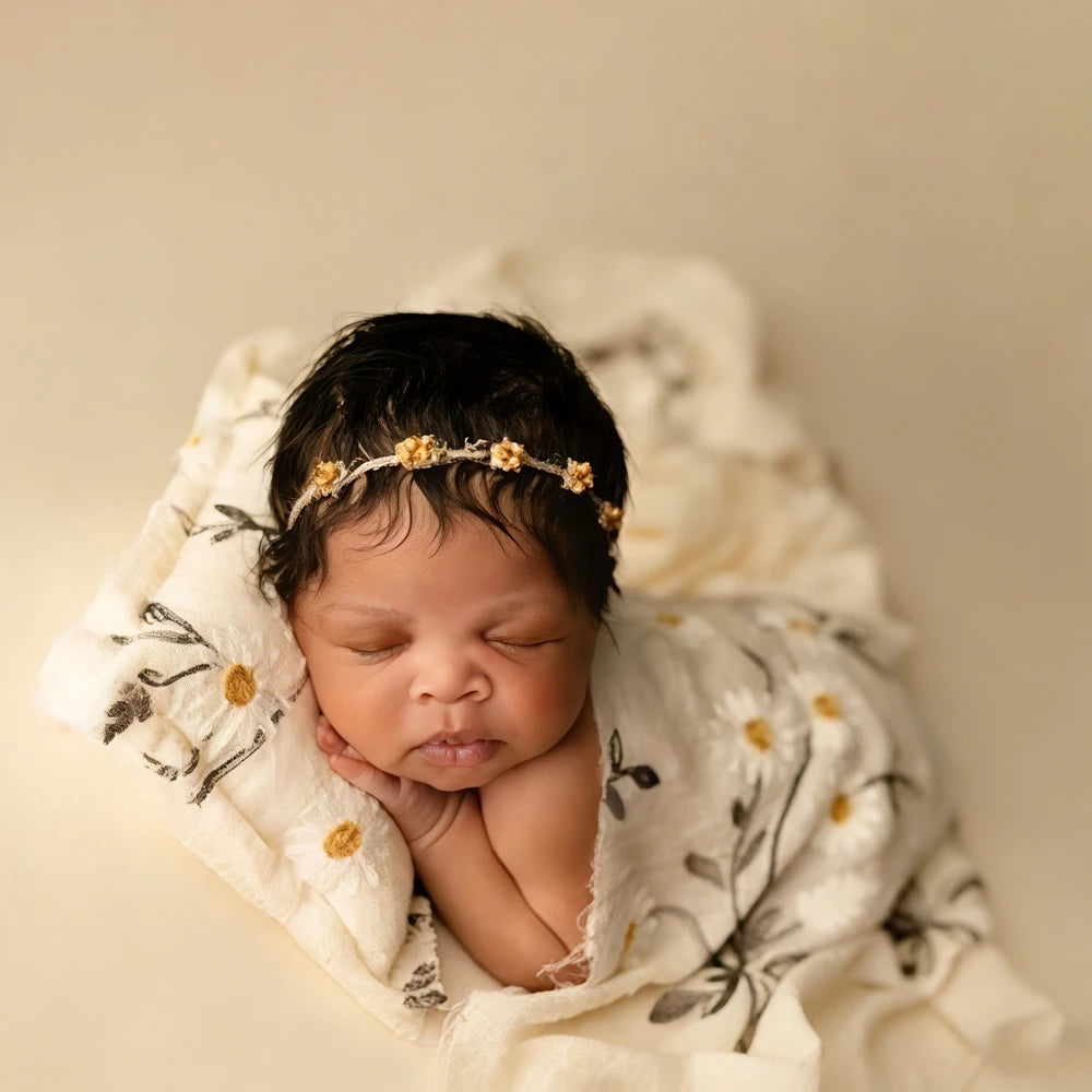 Daisy Floral Muslin Swaddle Blanket Baby Wrap Studio
