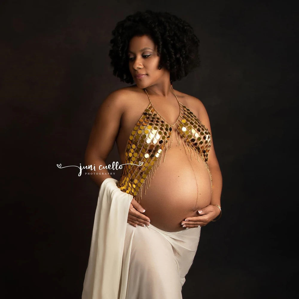 Maternity Sequins Suspender Top