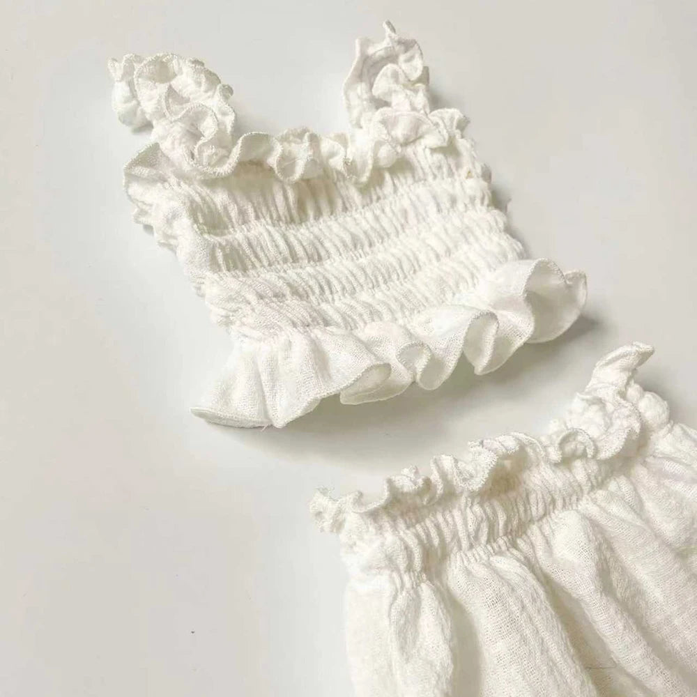 Newborn 2pcs Ruffle Top Bloomers Set Soft Cotton
