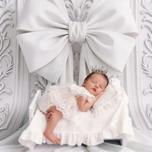 White Lace Ruffle Romper Baby Bodysuit Girl Vintage Pillow Wrap