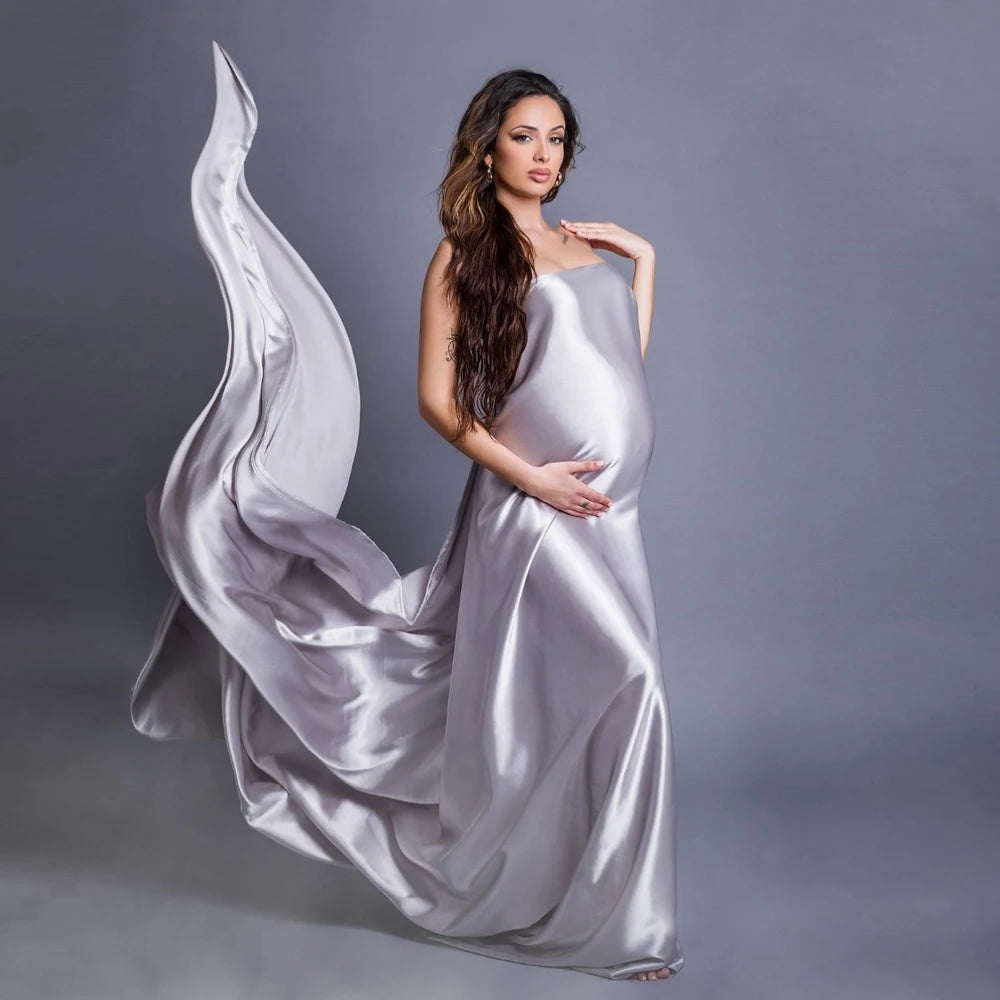 Maternity Background Cloth Bright Soft Satin Luster Shooting Gown