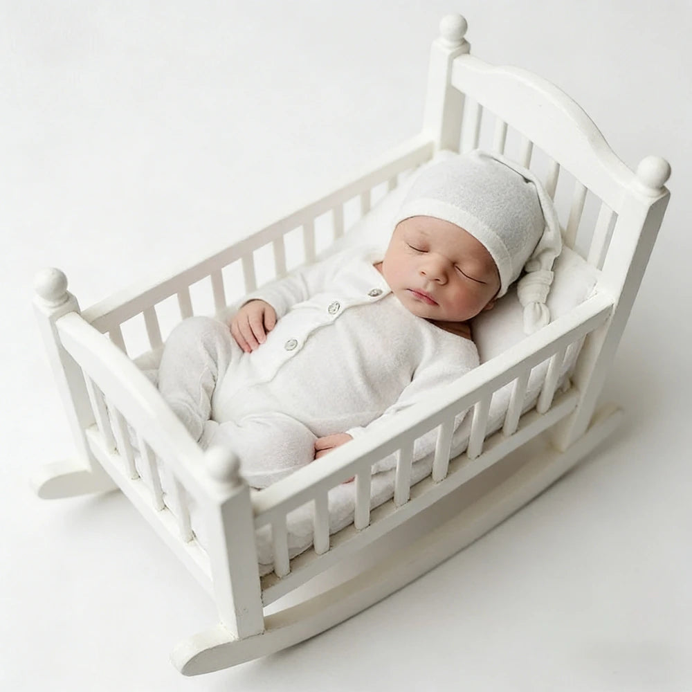 Newborn Baby White Long Sleeve Footed Romper Hat Costume