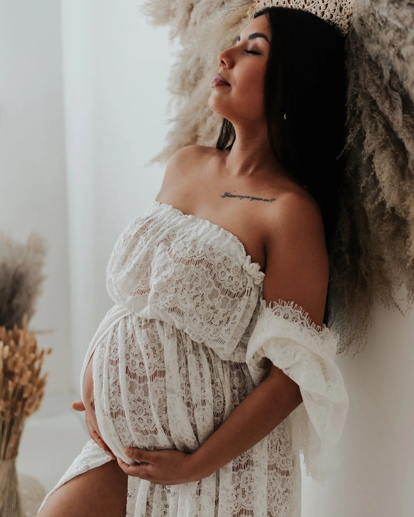 Bohemian Photo Shooting Pregnancy Dress Lace Off Shoulder Dress Maternity Dresses For Baby Showers Photography Dress For Women