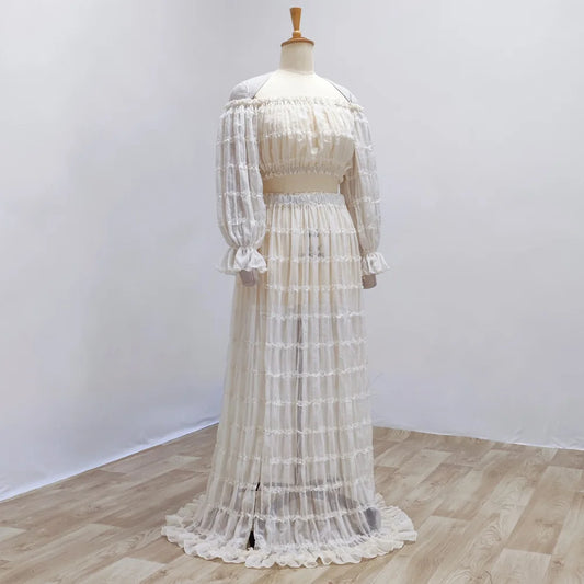 Maternity Dress Photoshoot Pleated Chiffon Gown Sexy Off Shoulder Short Top Dress For Pregnant Women Baby Shower Dresses
