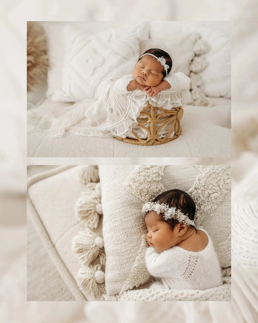 Soft White Chiffon Lace Blanket High-quality Basket Filling Newborns Background