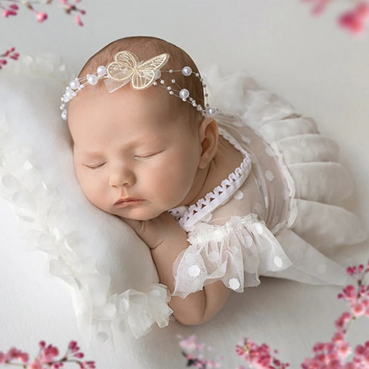 White Lace Ruffle Romper Baby Off Shoulder Bodysuit Girl Vintage