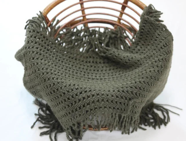 Newborn Wrap Soft Knitted Fringe Blanket Neonate Photo Flokati Posing Shoot Studio Accessory