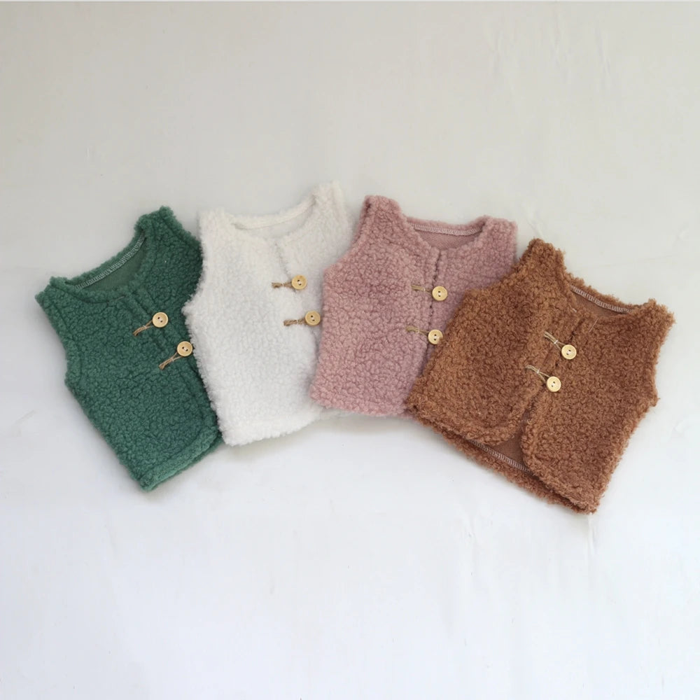 Plush Fleece Vest Newborn Baby Photo 100 Days Soft Knit Sleeveless Newborn Set