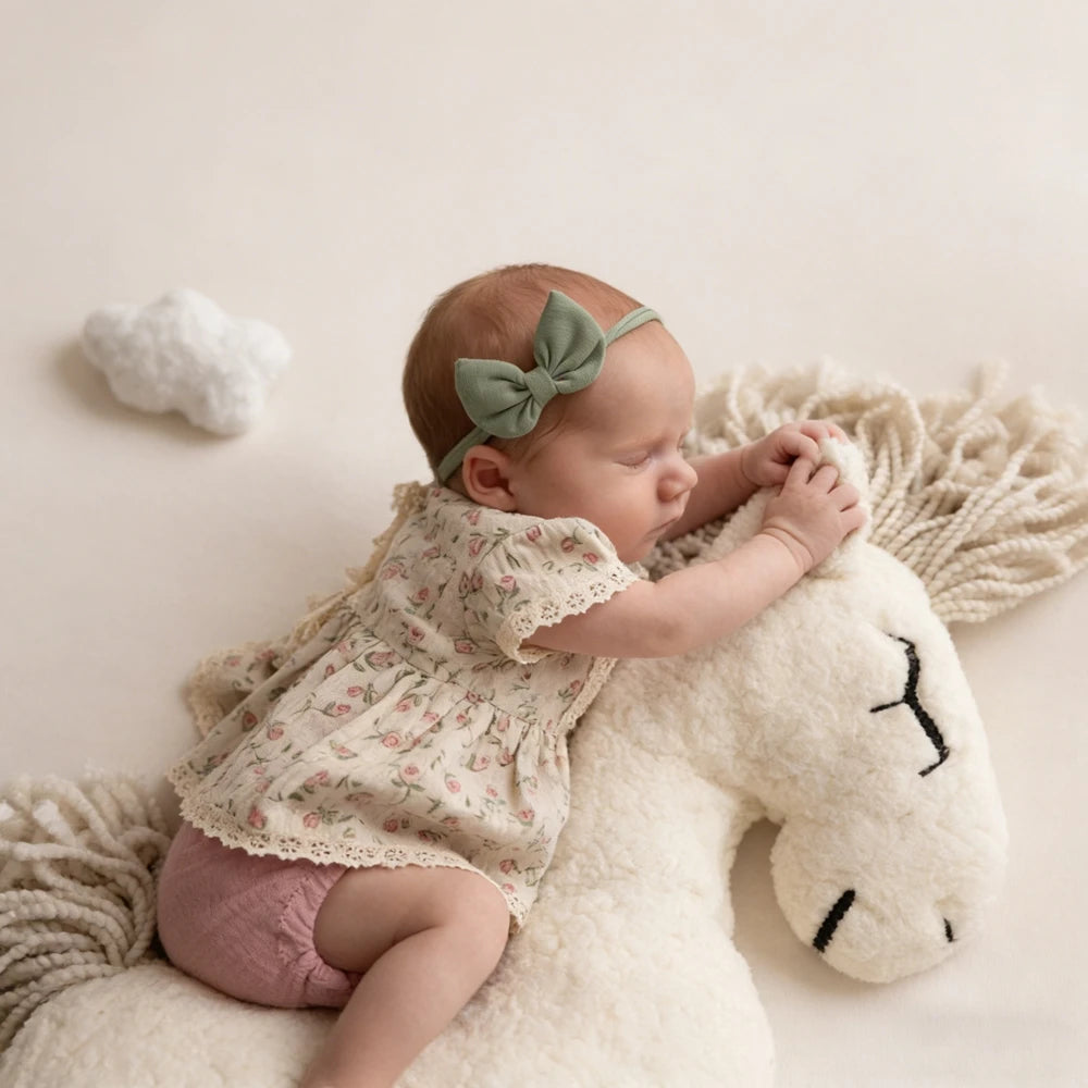Baby Girl Boho Floral Lace Dress Vintage Cream Print Newborn Newborn Set