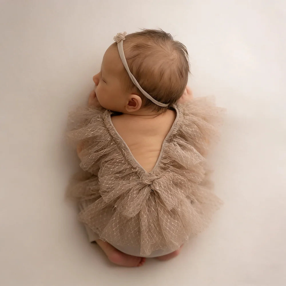 Newborn Lace Tulle Romper Baby Girl Soft Vintage Photo Costume