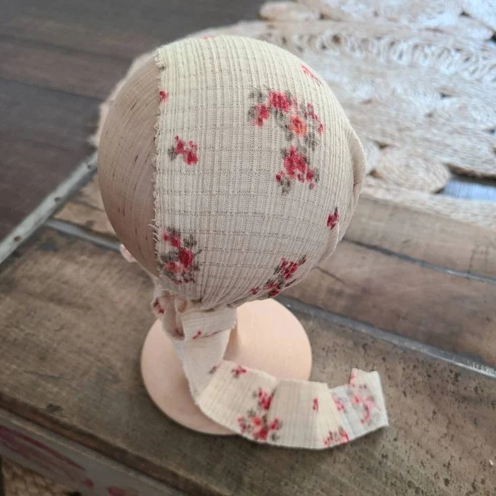 Floral Bonnet Baby Pom Hat Headband Newborn Girl