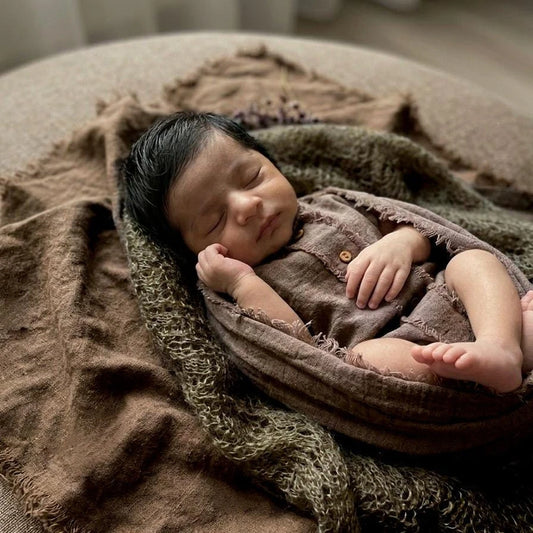 Boho Newborn Photo Solid Color Baby Girl Boy Romper Linen Look Picture Session Suits