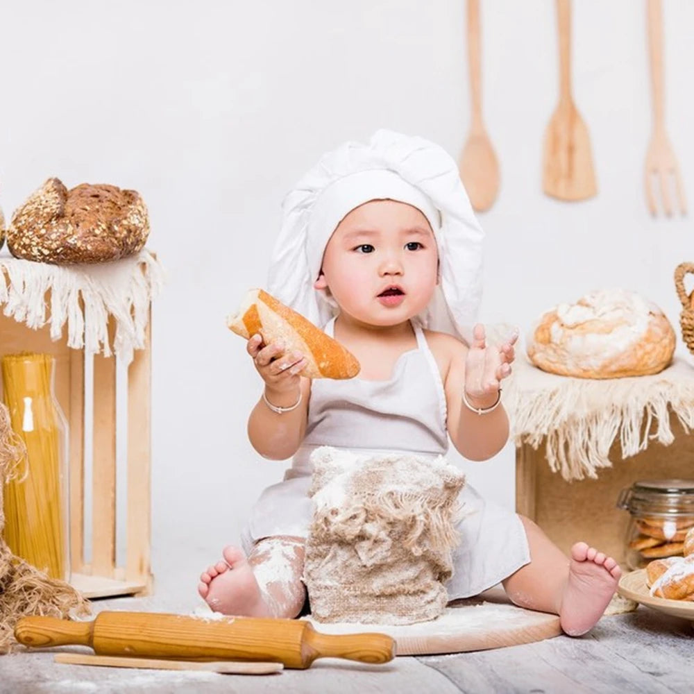 Baby Chef Hat Apron Set White Costume