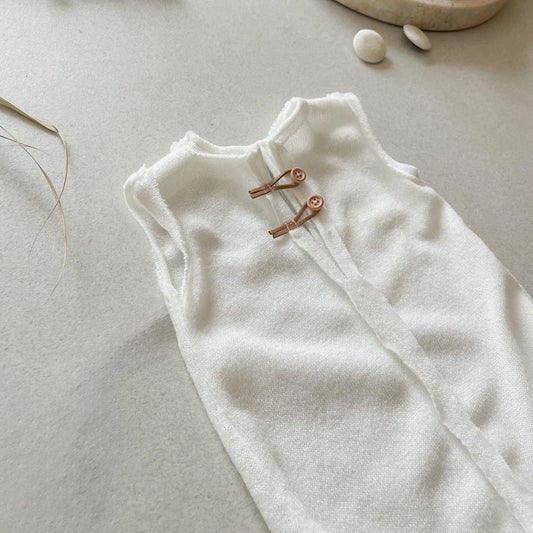 White Knitted Baby Romper Sleeveless Newborn Costume