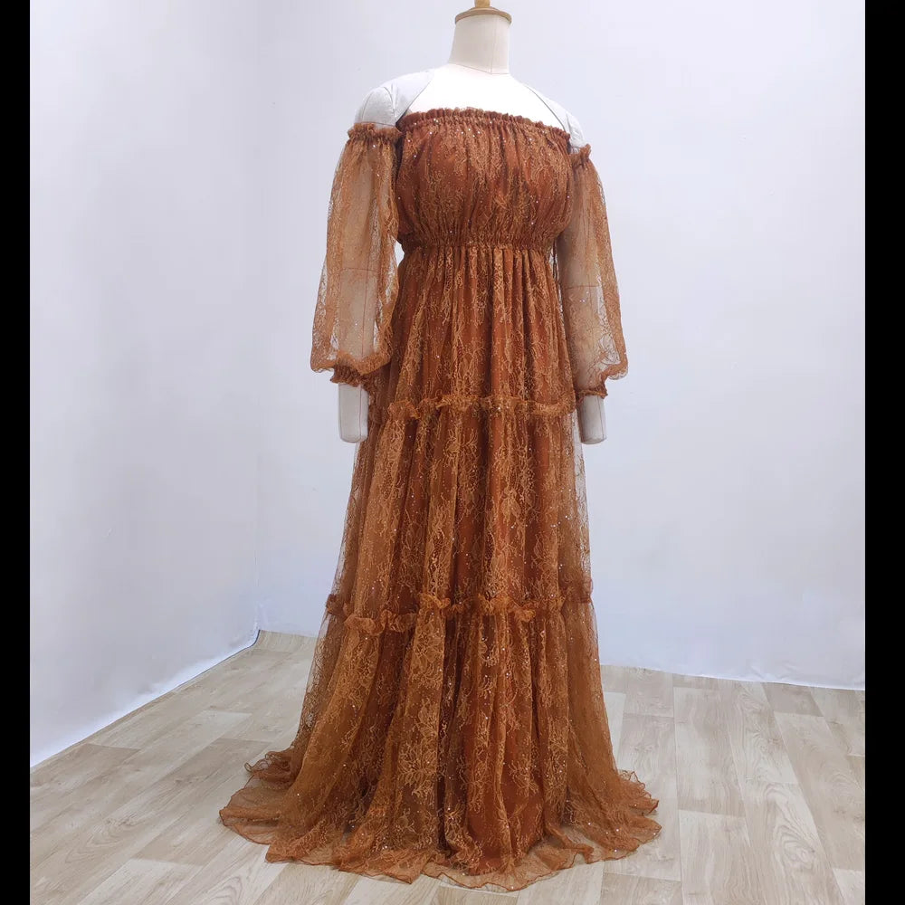 Maternity Dresses For Baby Show Lace Women Photography Outfit Dress Off Shoulder Dress Boho Pregnancy Photo Shoot
