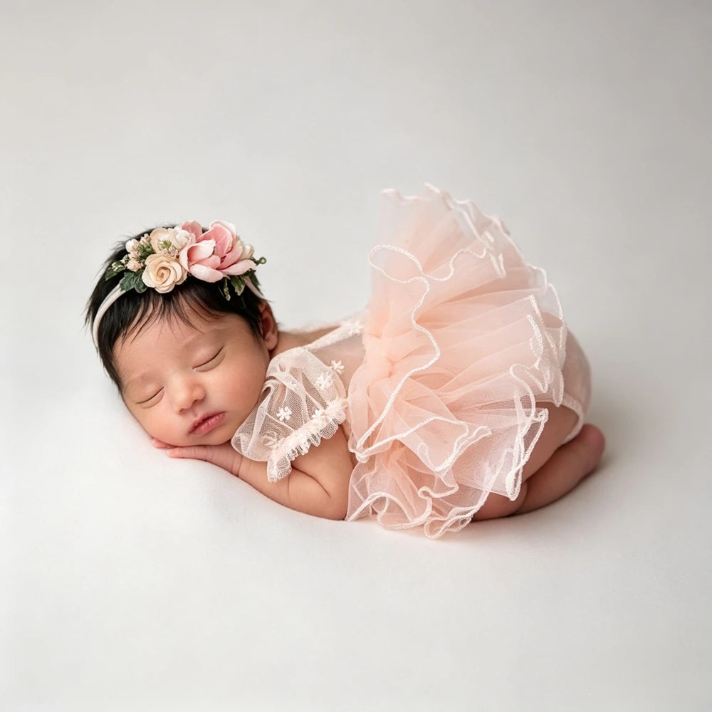 Girl Lace Romper Ruffle Sleeve Backless Baby Jumpsuit Costume