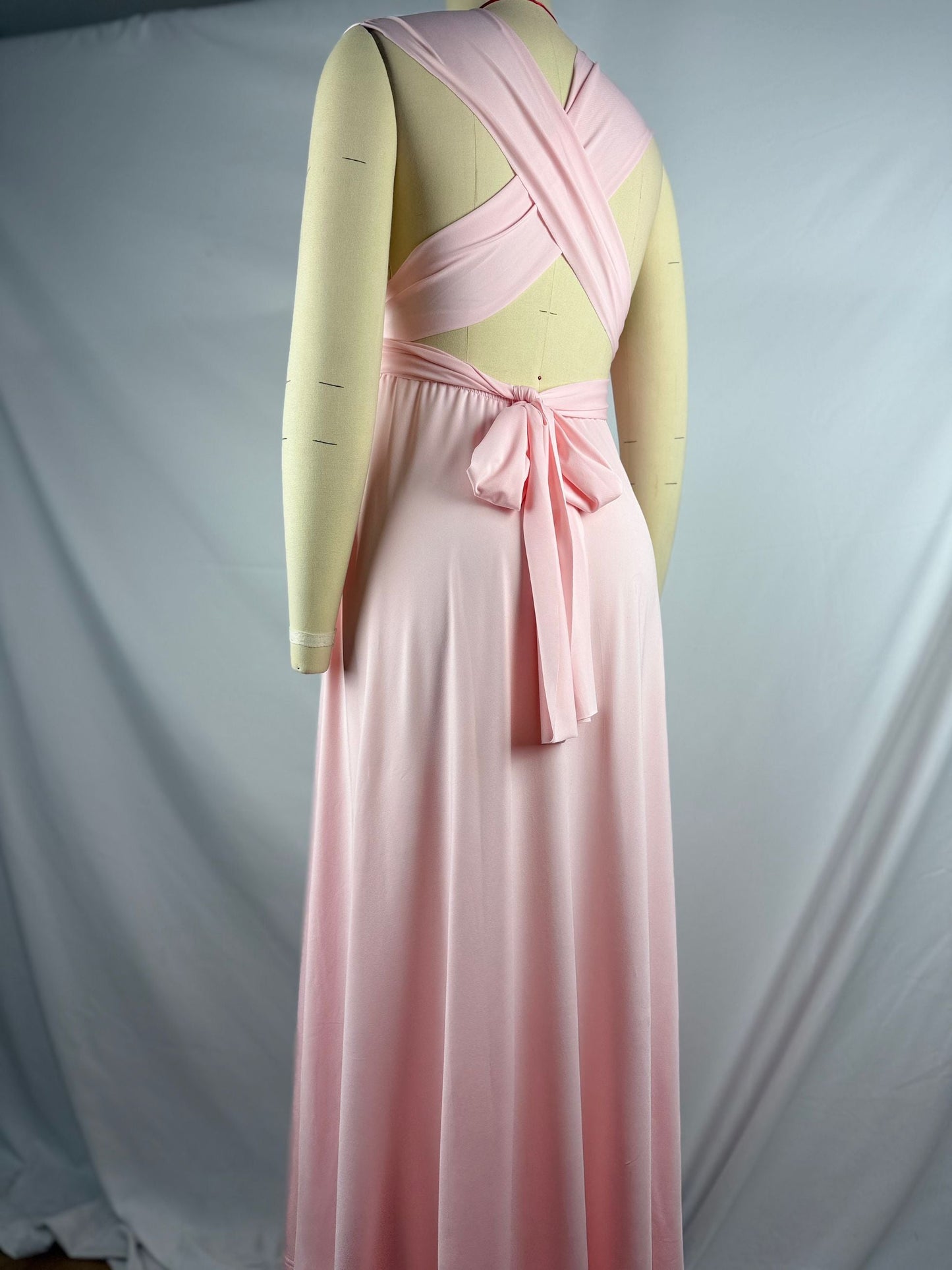 fotobeyou Pink Lace-up Halter Neck Banquet Ceremony Babyshower Maternity Photoshoot Maxi Dress