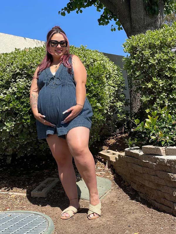 fotobeyou Dark Blue Bow Pockets Draped Denim Daily Going Out Maternity Jumpsuit