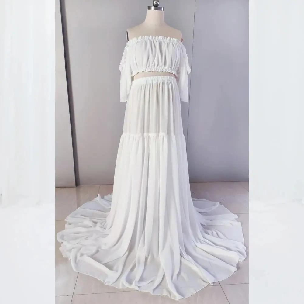 Elegant Off-Shoulder Chiffon Maternity Gown