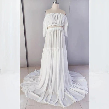 Elegant Off-Shoulder Chiffon Maternity Gown