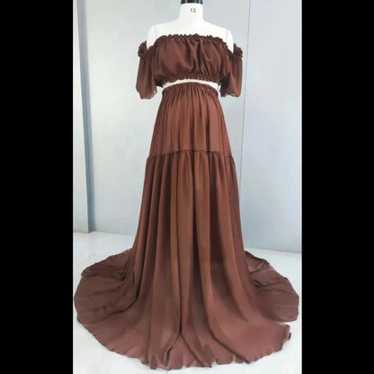Elegant Off-Shoulder Chiffon Maternity Gown