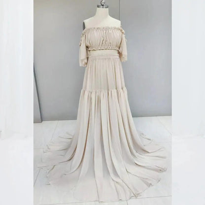 Elegant Off-Shoulder Chiffon Maternity Gown