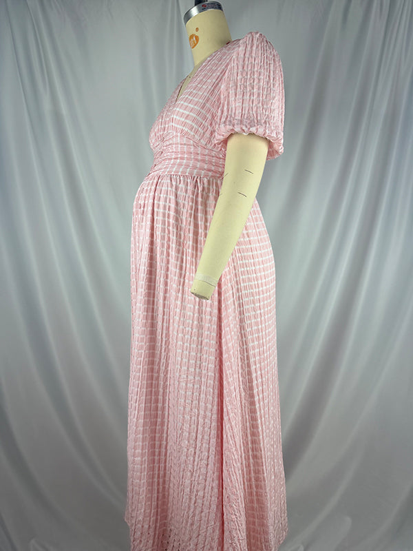 Single Breasted A-Line Slit Sweet Maternity Photoshoot Maxi Dress