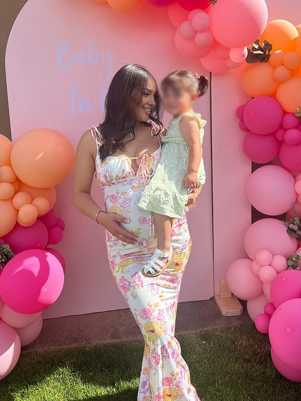 fotobeyou Yellow Crushed Flower Spaghetti Strap lace-up Ruched Banquet Party Baby Shower Maternity Photoshoot Maxi Dress
