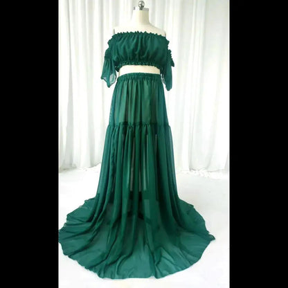 Elegant Off-Shoulder Chiffon Maternity Gown