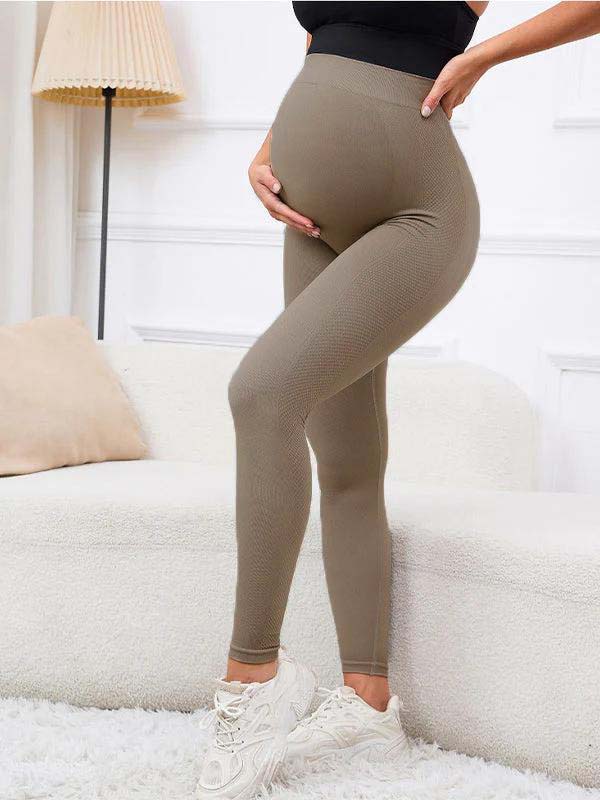 fotobeyou Solid Color High Waist Support Belts Daily Casual Sport Fashion Maternity Leggings