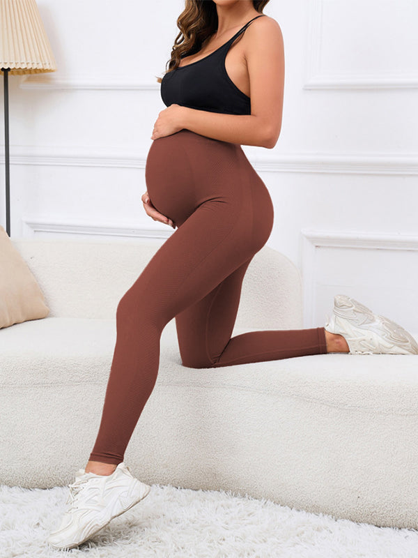 fotobeyou Solid Color High Waist Support Belts Daily Casual Sport Fashion Maternity Leggings