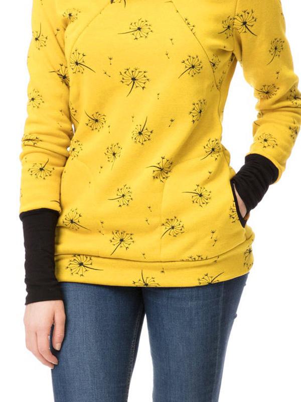 fotobeyou Nursing Sweatshirt Dandelion Pockets turtleneck Pregnant Maternity Top
