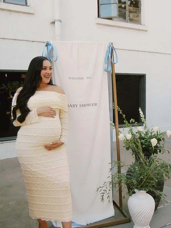 fotobeyou Beige Lace Off Shoulder Ruffle Falbala Bodycon Elegant Maternity Baby Shower Maxi Dress
